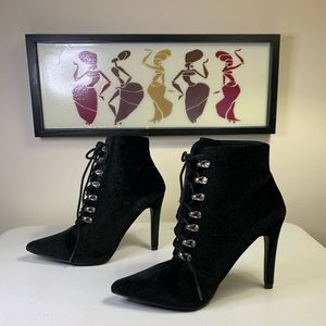 Glamorous Black Velvet Bootie